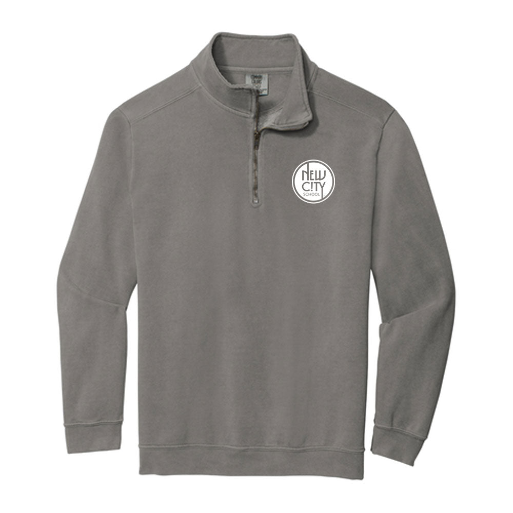 New City School - Left Chest Circle Print - Comfort Colors 1/4 Zip Sweatshirt