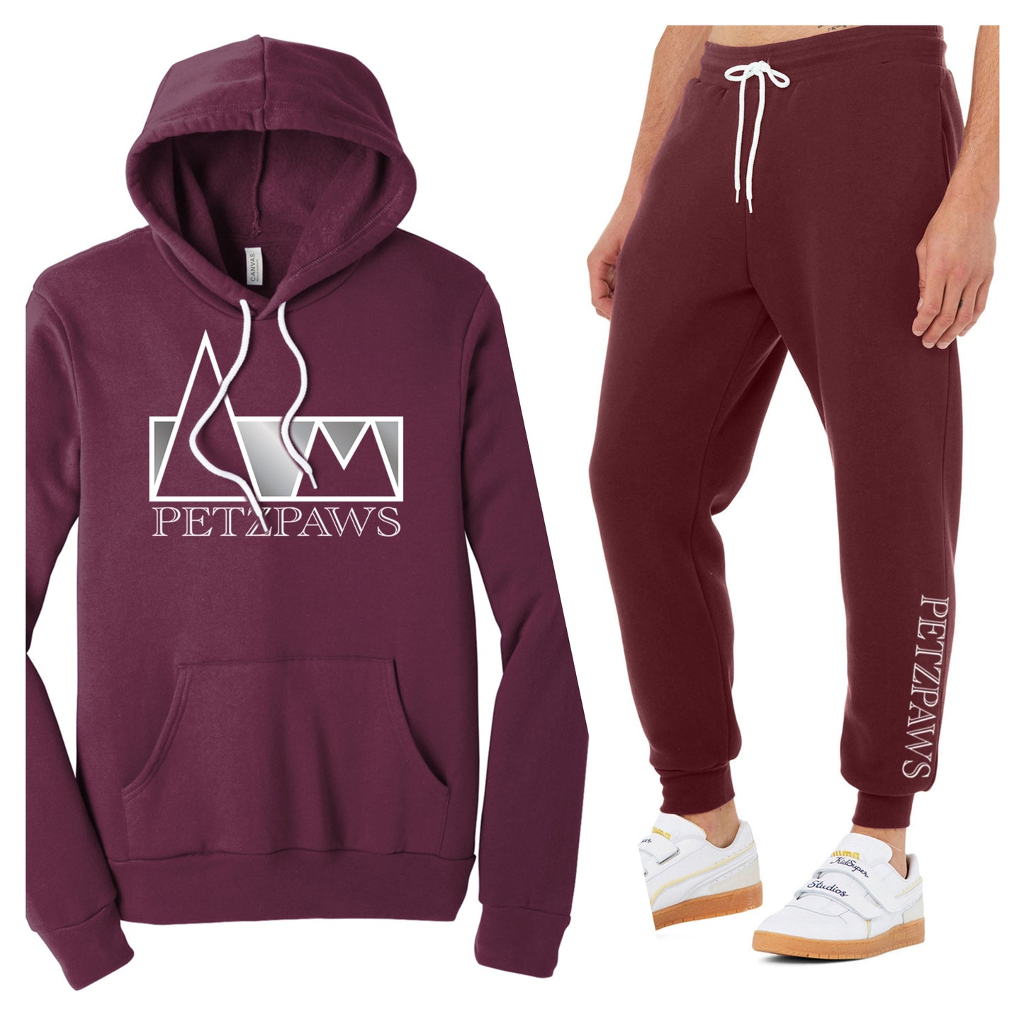 Petzpaws - Maroon Bella+Canvas Unisex Printed Jogger Set