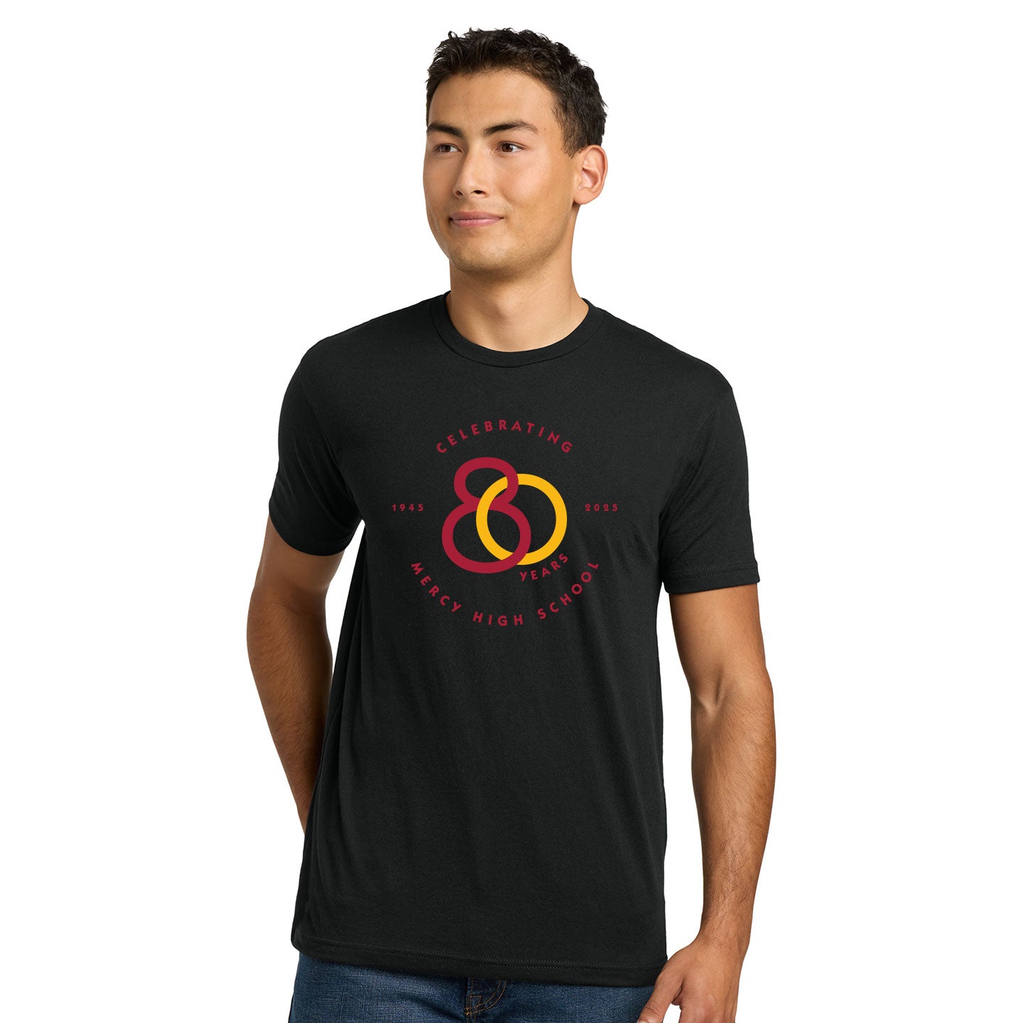 Mercy HS - 80th Anniversary Printed Unisex Next Level Blend Tee