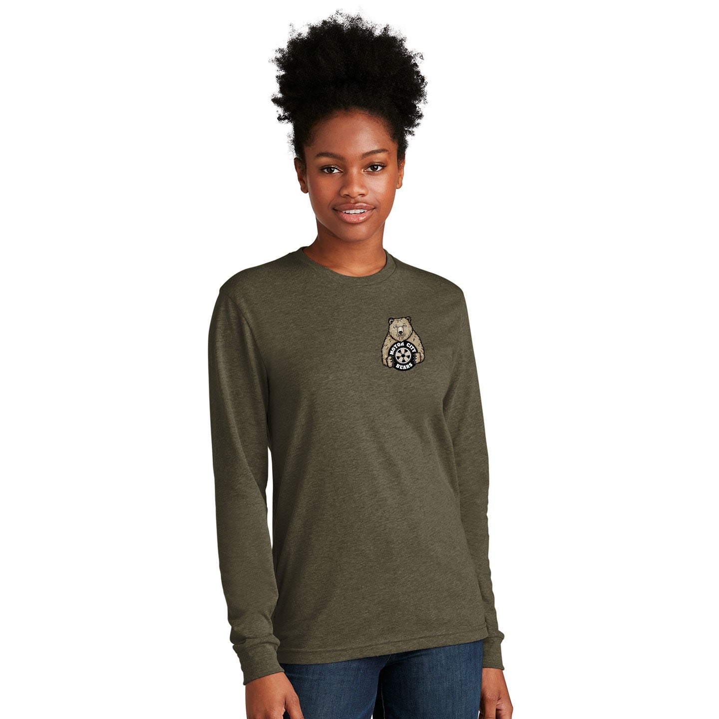 Motor City Bears - Printed Crest Next Level Unisex Blend Long Sleeve Tee