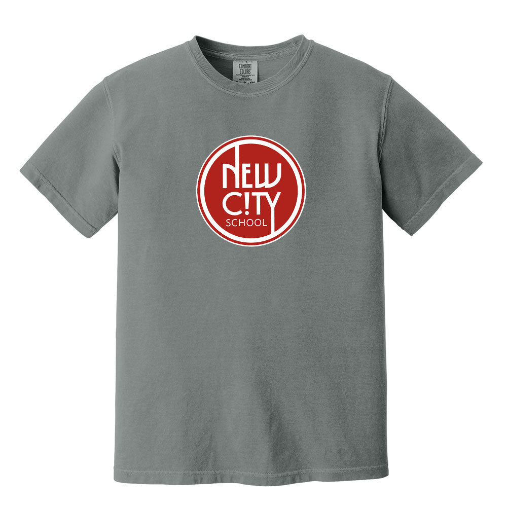 New City School - Red Circle Print -Comfort Colors Youth Heavyweight Tee