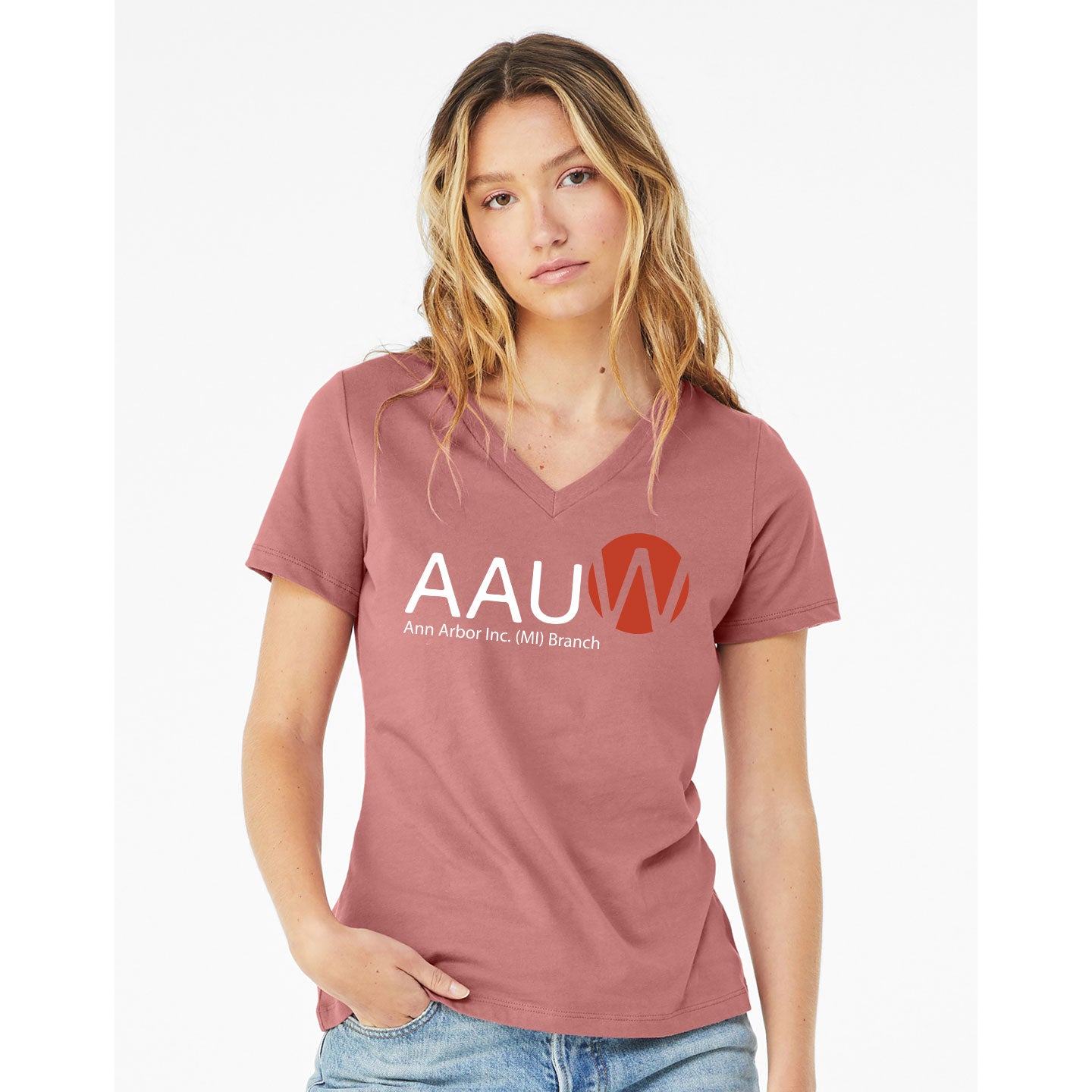 AAUW - Printed Bella+Canvas Women's Relaxed V-Neck T-Shirt