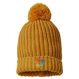 Embroidered Richardson Chunky Cable with Cuff & Pom Beanie