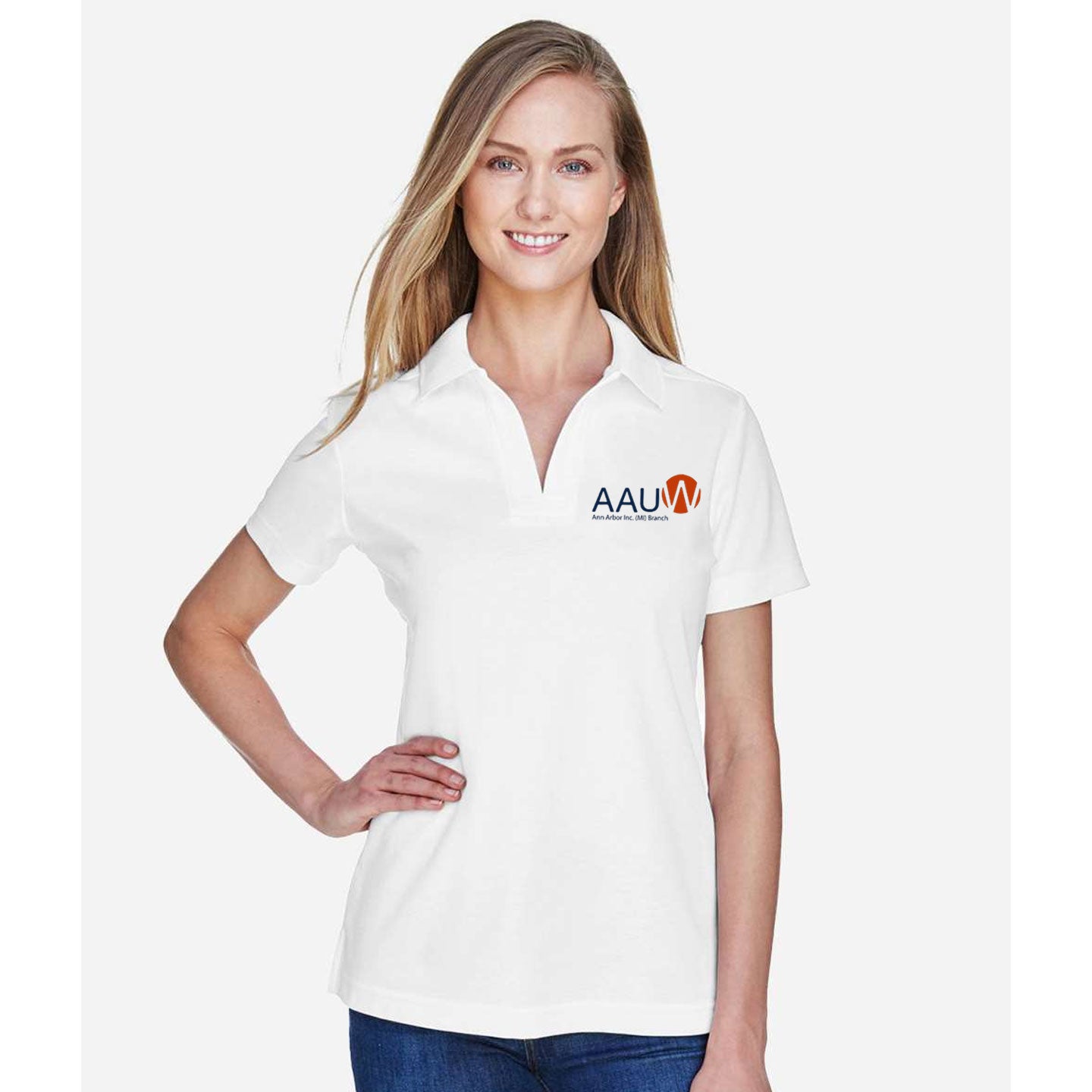 AAUW -  Embroidered Women's Devon & Jones CrownLux Blend Polo