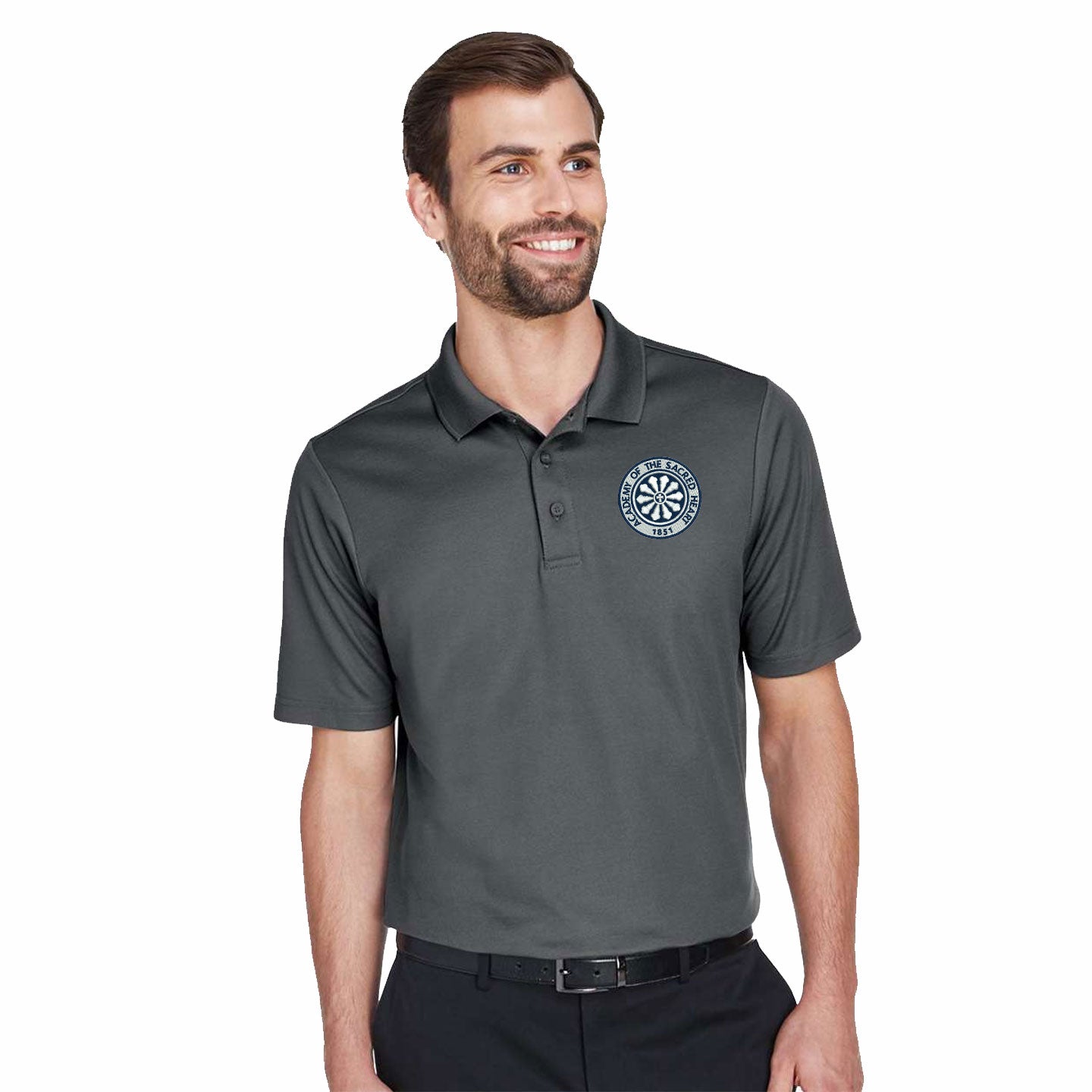 ASH - Embroidered Rose Window Men's Devon & Jones CrownLux Blend Polo