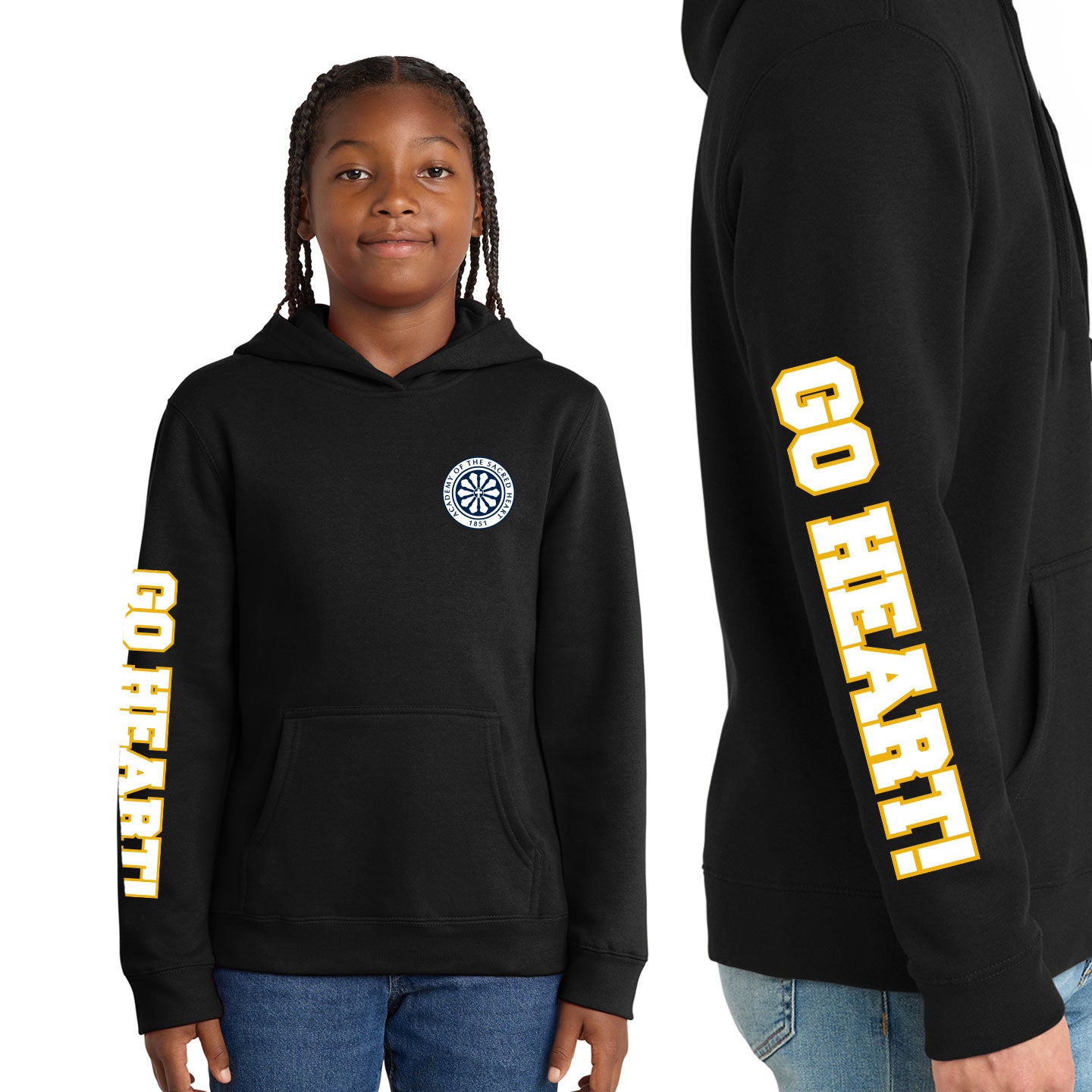 ASH - Go Heart! Printed Youth District VIT Fleece Pullover Hoodie