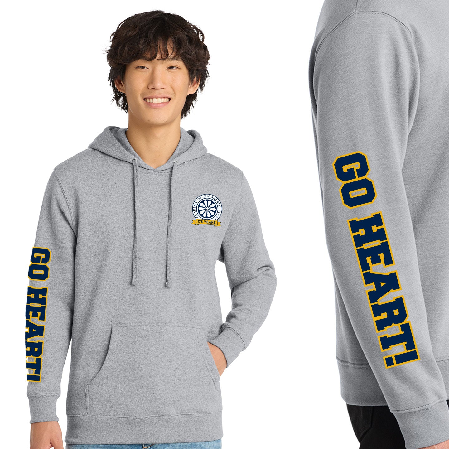 ASH - Go Heart! Printed Unisex District VIT Fleece Pullover Hoodie