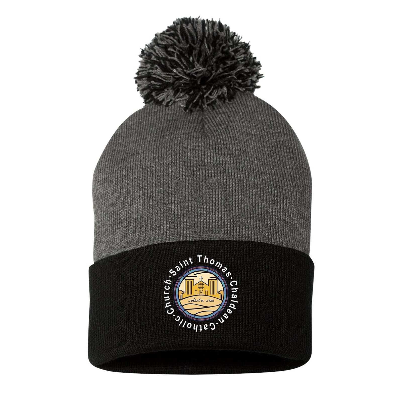 St. Thomas Catholic Church Portsman Pom-Pom 12" Knit Beanie Embroidered - Mato & Hash