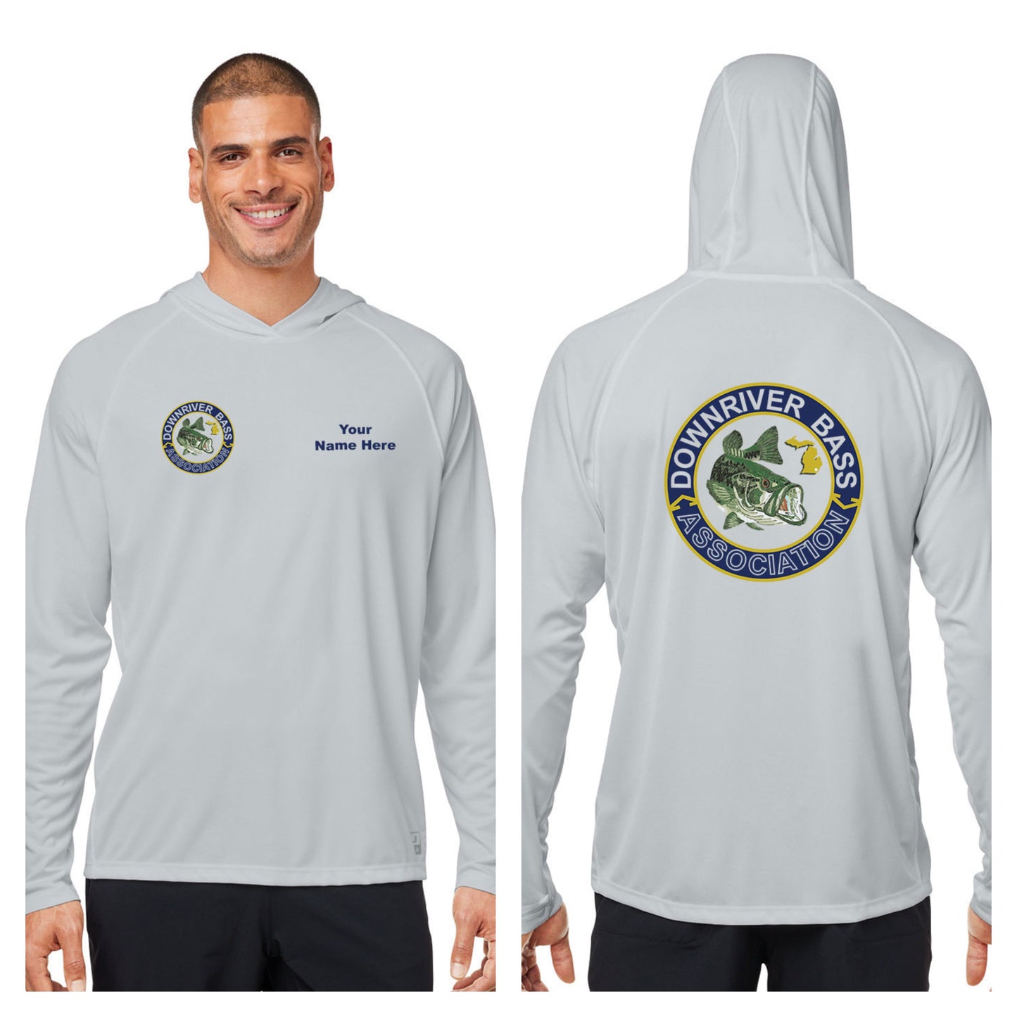 Downriver Bass - Personalized Huk Men's Lopro Hooded Long-Sleeve T-Shirt