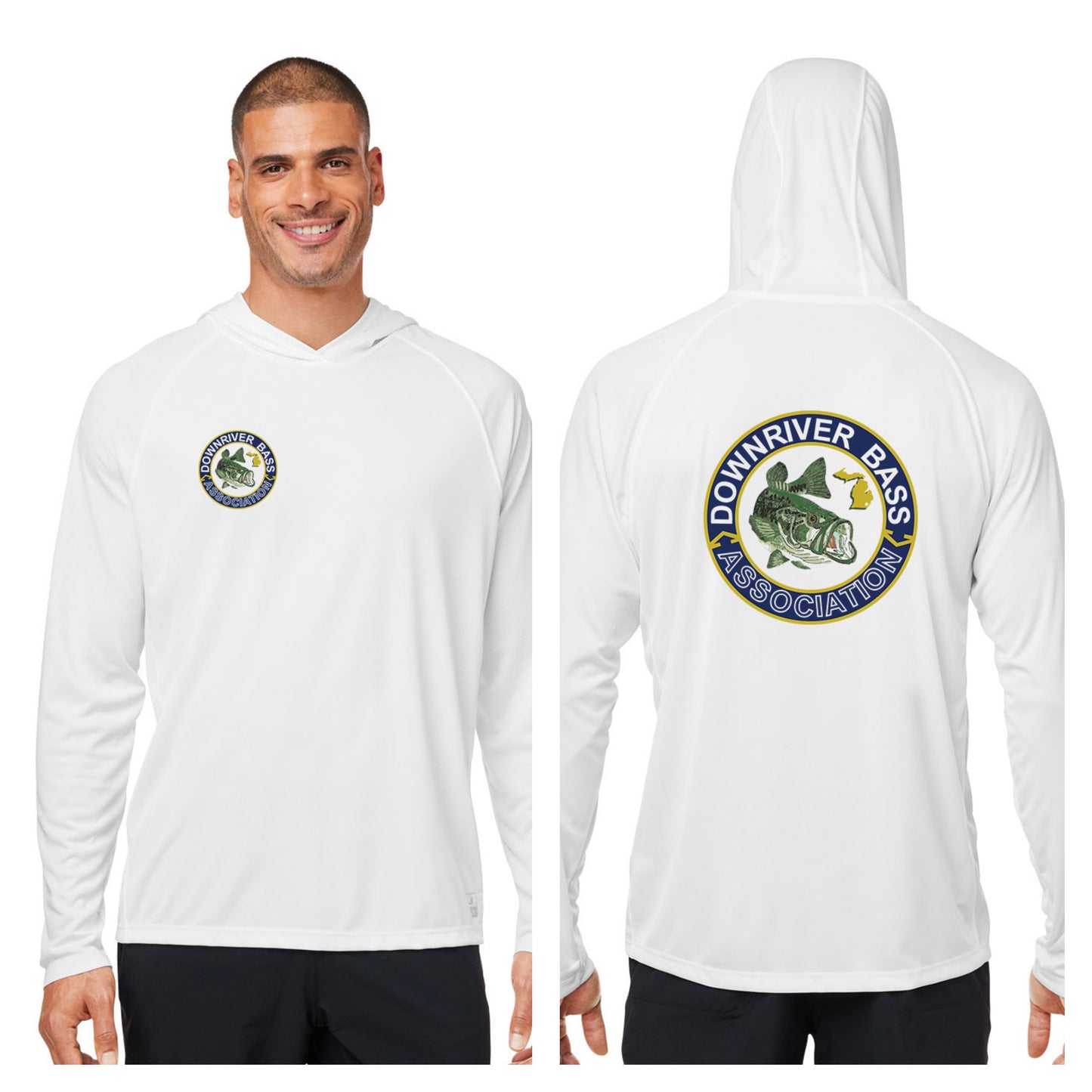 Downriver Bass - Huk Men's Lopro Hooded Long-Sleeve T-Shirt