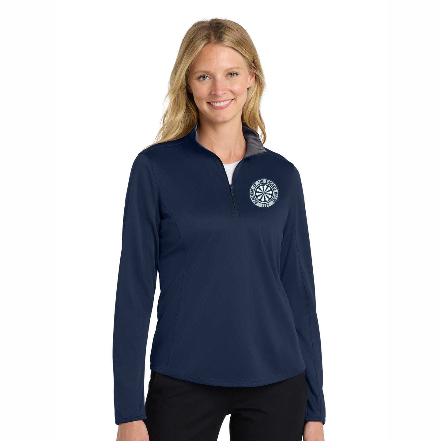 ASH - Embroidered Rose Window Women's Port Authority Silk Touch 1/4-Zip