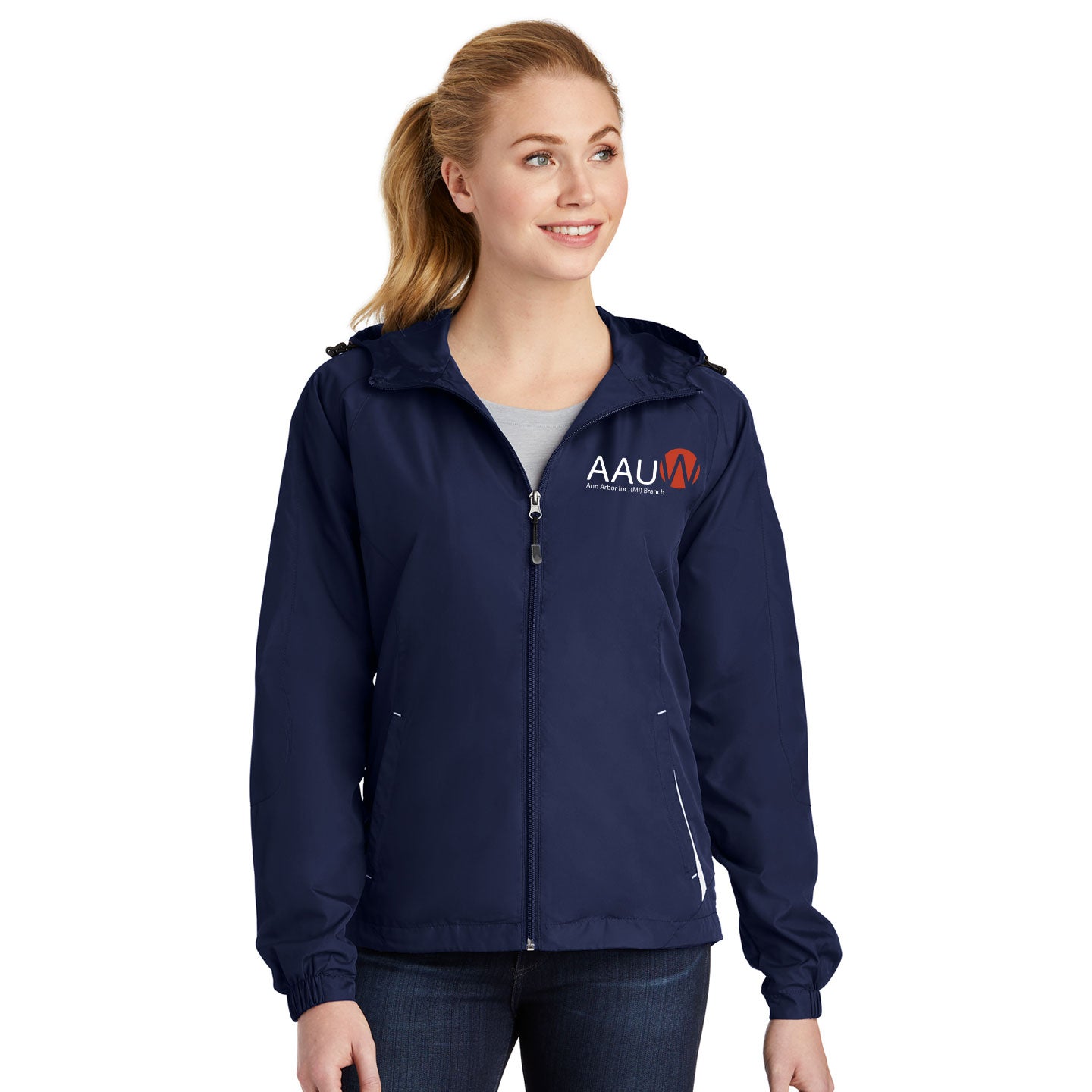 AAUW - Embroidered Sport-Tek Ladies Colorblock Hooded Raglan Jacket
