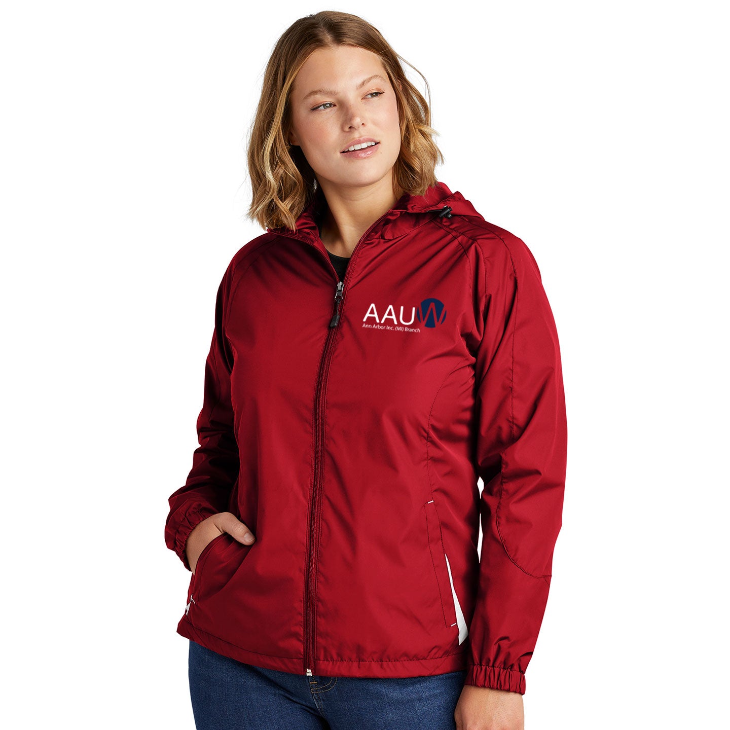 AAUW - Embroidered Sport-Tek Ladies Colorblock Hooded Raglan Jacket