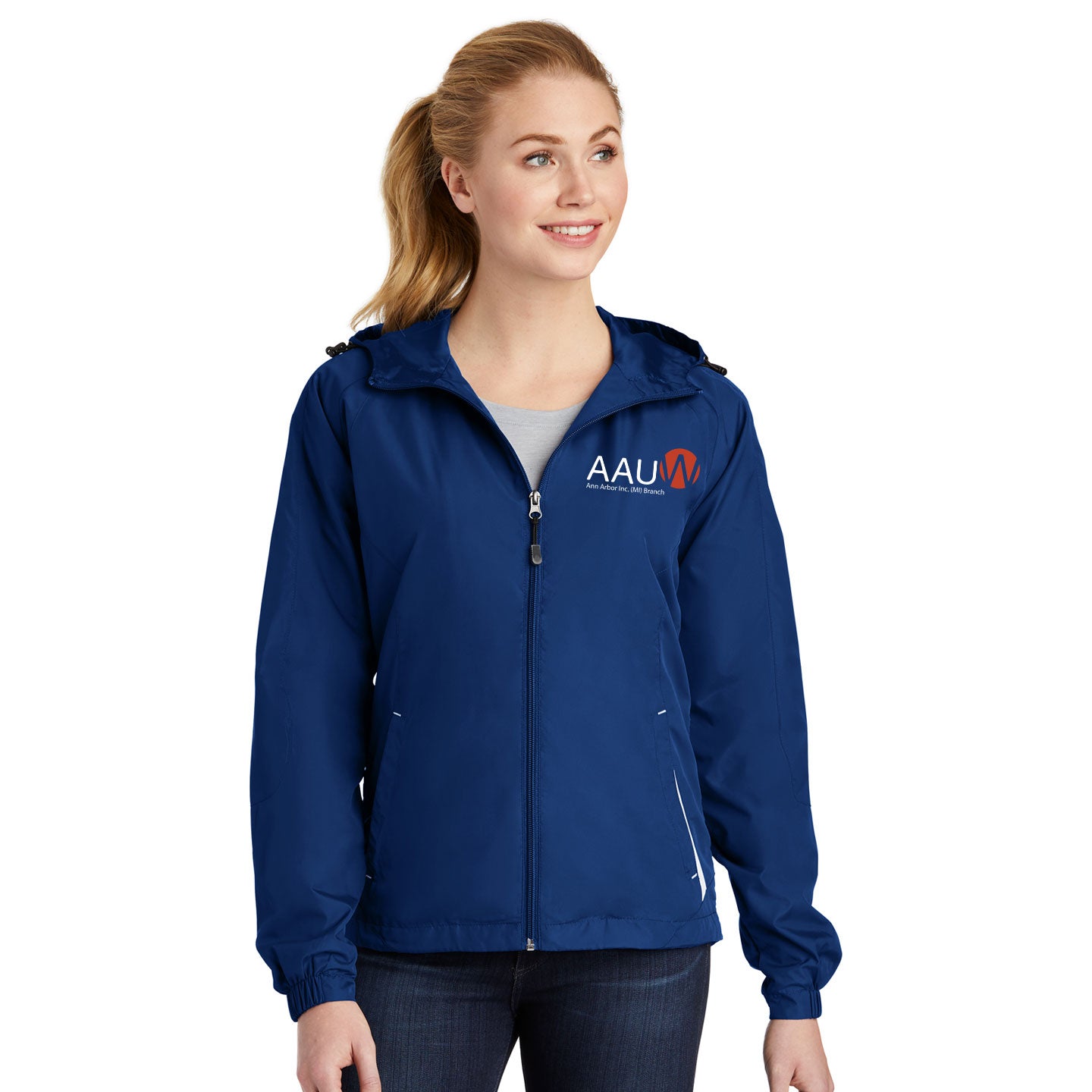 AAUW - Embroidered Sport-Tek Ladies Colorblock Hooded Raglan Jacket