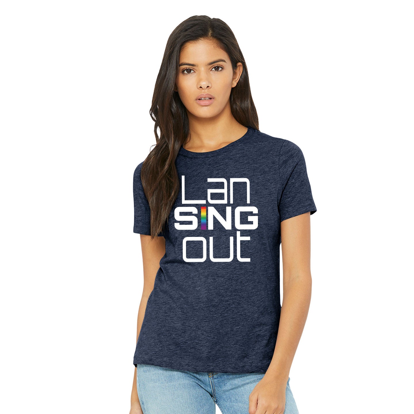 LanSINGout - Stacked Logo Printed Women's Bella+Canvas Blend Relaxed Tee