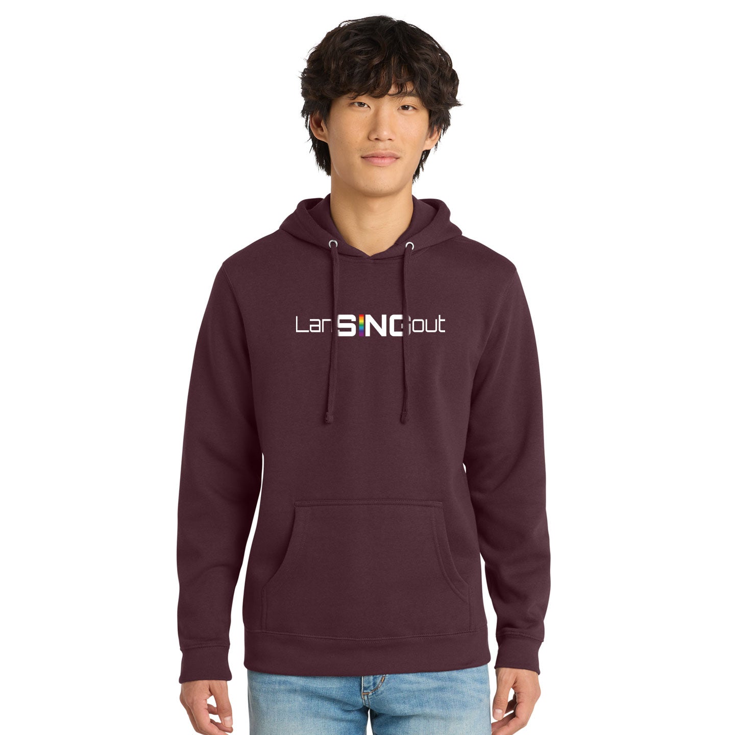 LanSINGout - Wide Logo Printed Unisex District VIT Fleece Pullover Hoodie