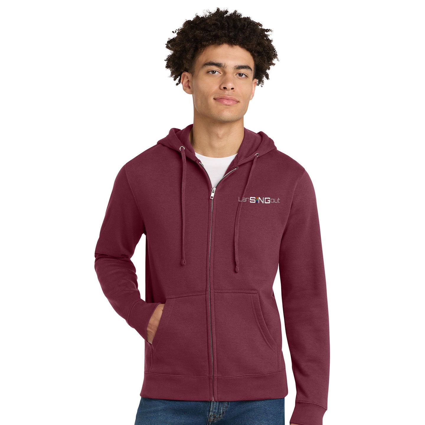 LanSINGout - Wide Logo Unisex District VIT Fleece Zip Hoodie