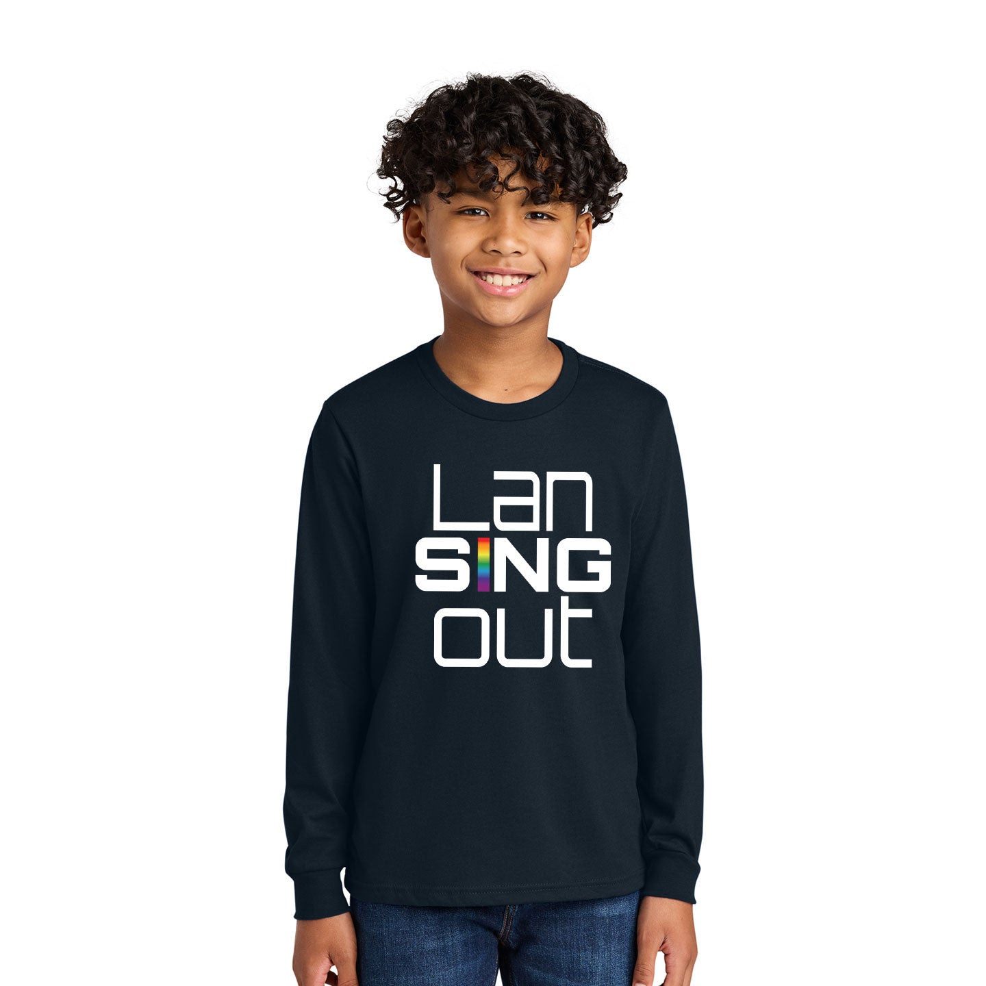 LanSINGout - Stacked Logo Printed Youth Next Level Blend Long Sleeve