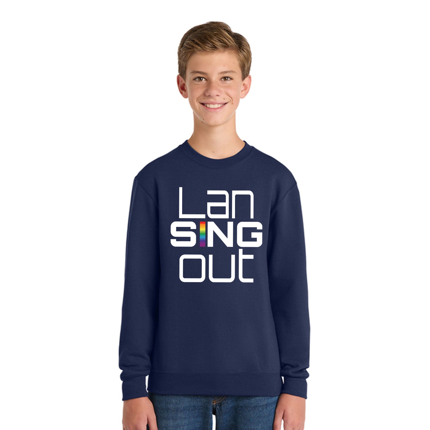 LanSINGout - Stacked Logo Printed Youth Port & Co Sweatshirt