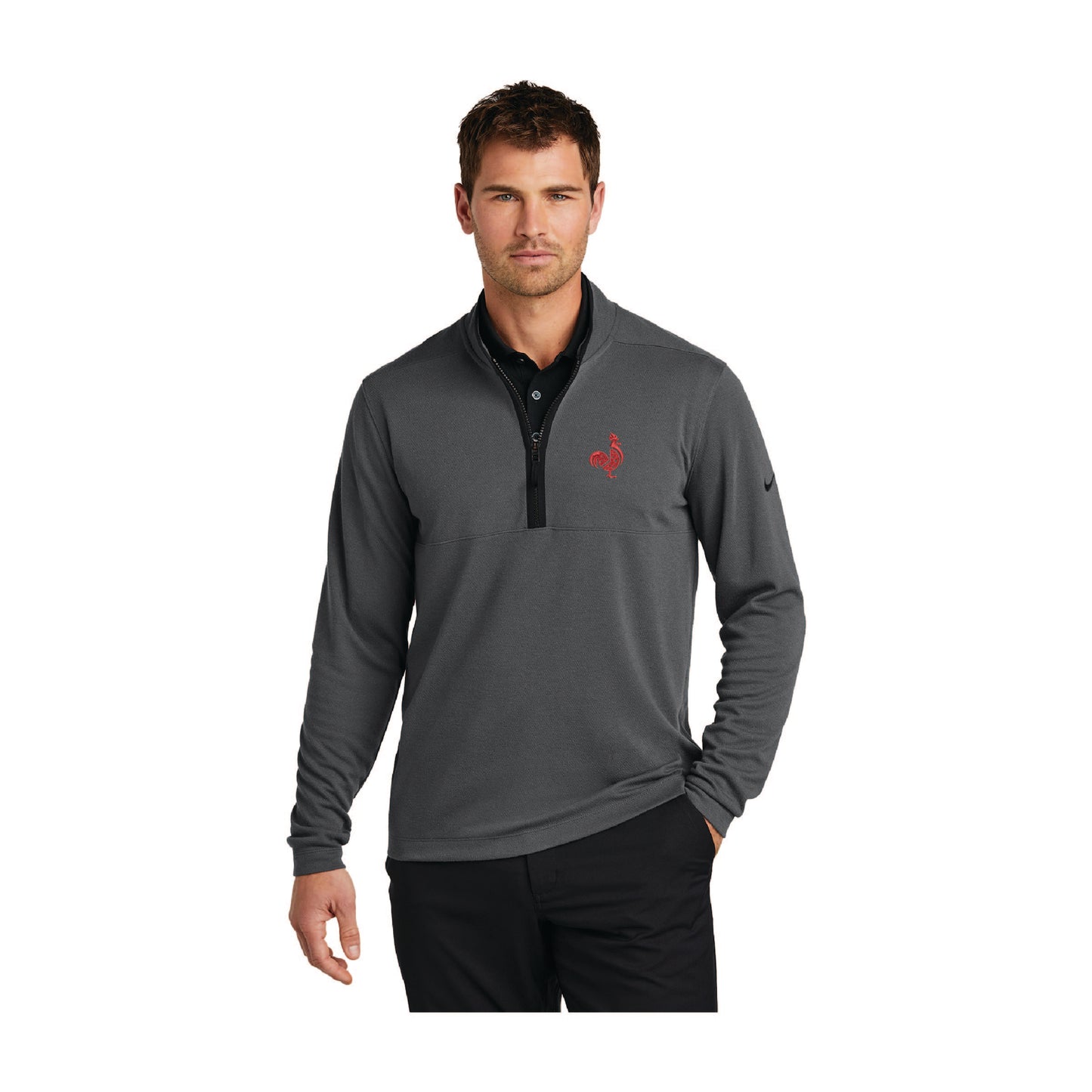 Saroki's Chicken - Embroidered Nike Textured 1/2 Zip Cover Up with Embroidery