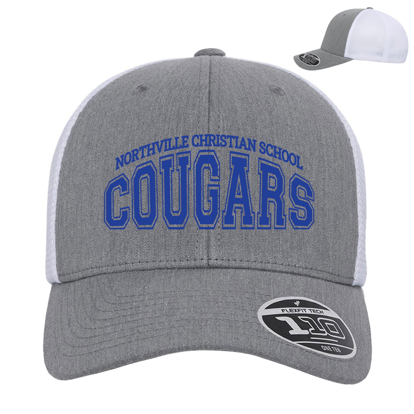 Cougar Arched Wordmark - Flexfit 110M Trucker Mesh-Back Snapback Cap Embroidery
