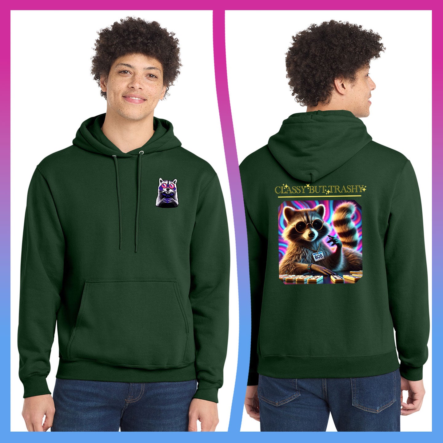 Domino Effect Apparel - Classy but Trashy Printed Port & Co Pullover Hoodie