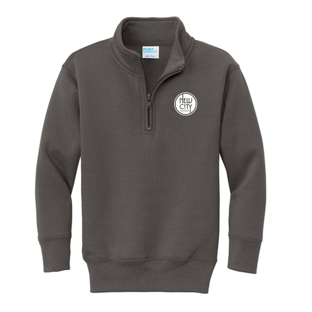 New City School - Left Chest Circle Embroidery - Port & Company Youth 1/4 Zip Sweatshirt
