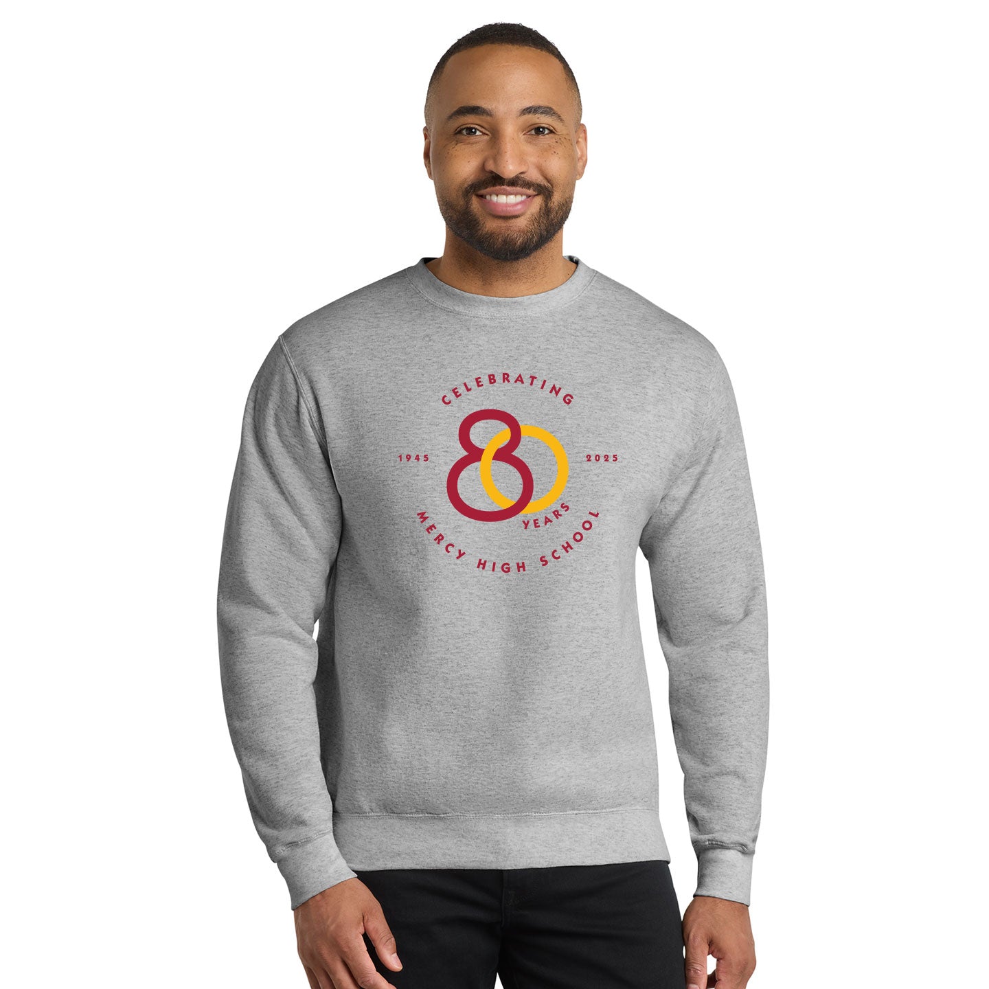 Mercy HS - 80th Anniversary Printed Unisex Port & Co Core Fleece Crewneck Sweatshirt