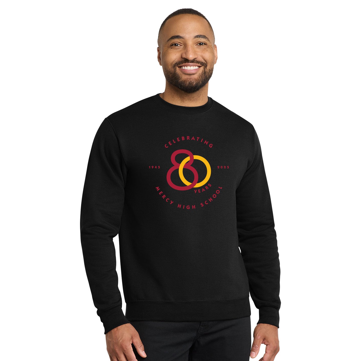 Mercy HS - 80th Anniversary Printed Unisex Port & Co Core Fleece Crewneck Sweatshirt