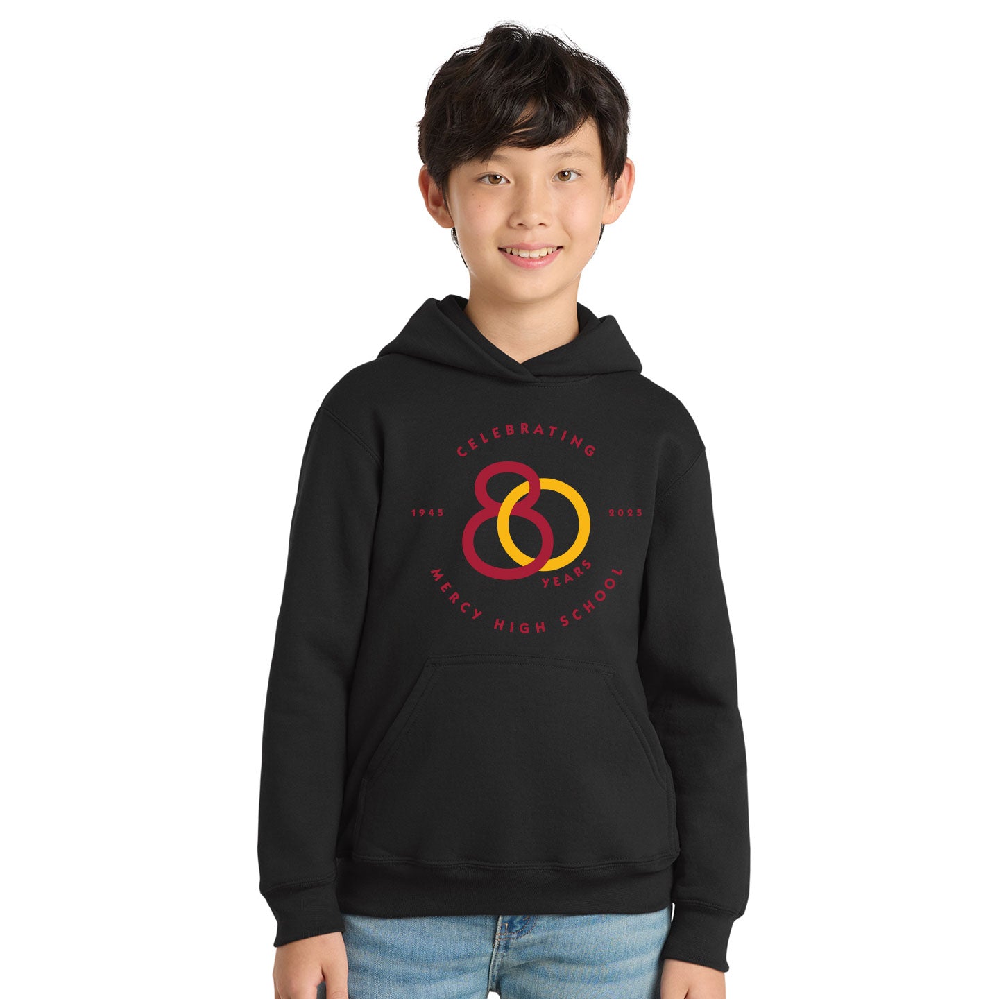 Mercy HS - 80th Anniversary Printed Youth Port & Co Core Fleece Hoodie
