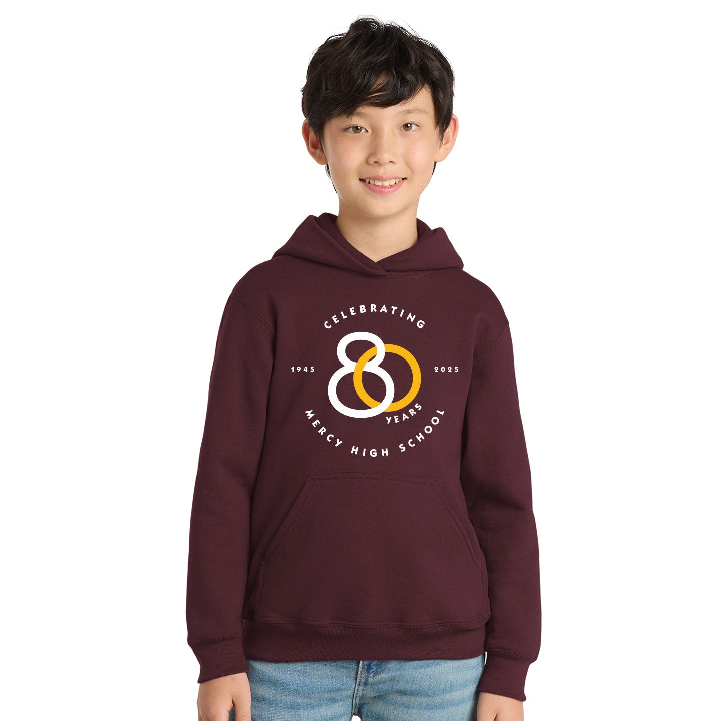 Mercy HS - 80th Anniversary Printed Youth Port & Co Core Fleece Hoodie
