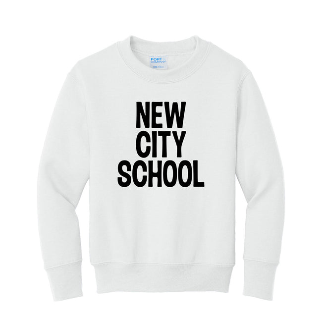 New City School - Black Stacked Youth Port&Co Crewneck Sweatshirt