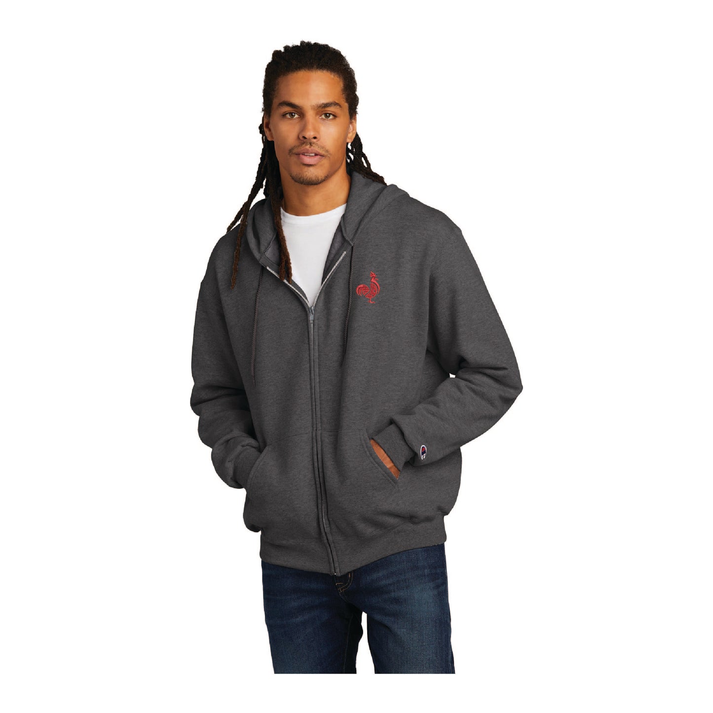 Saroki's Chicken - Embroidered Champion Powerblend® Full-Zip Hooded Sweatshirt