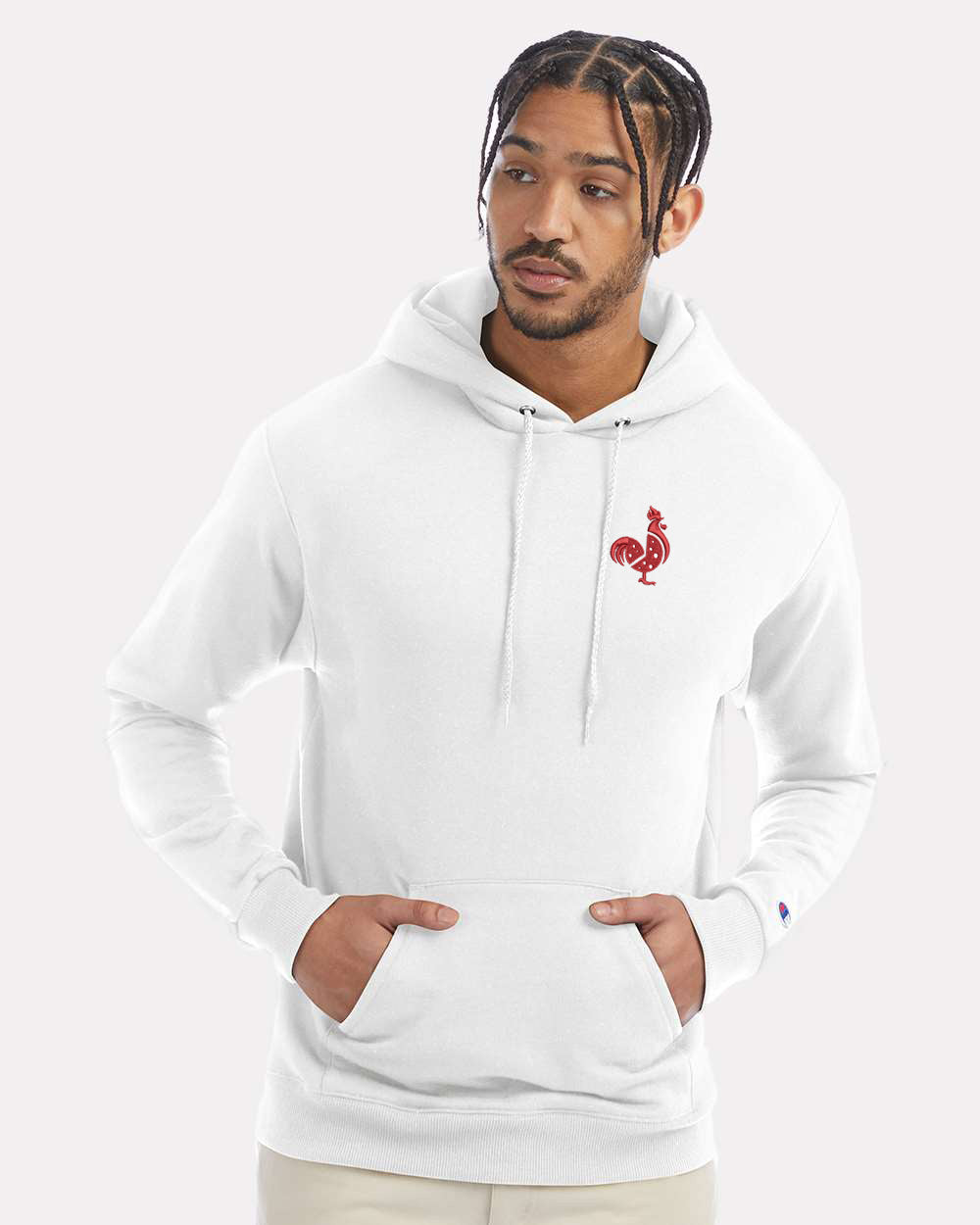 Saroki's Chicken - Embroidered Champion Reverse Weave Hooded Sweatshirt