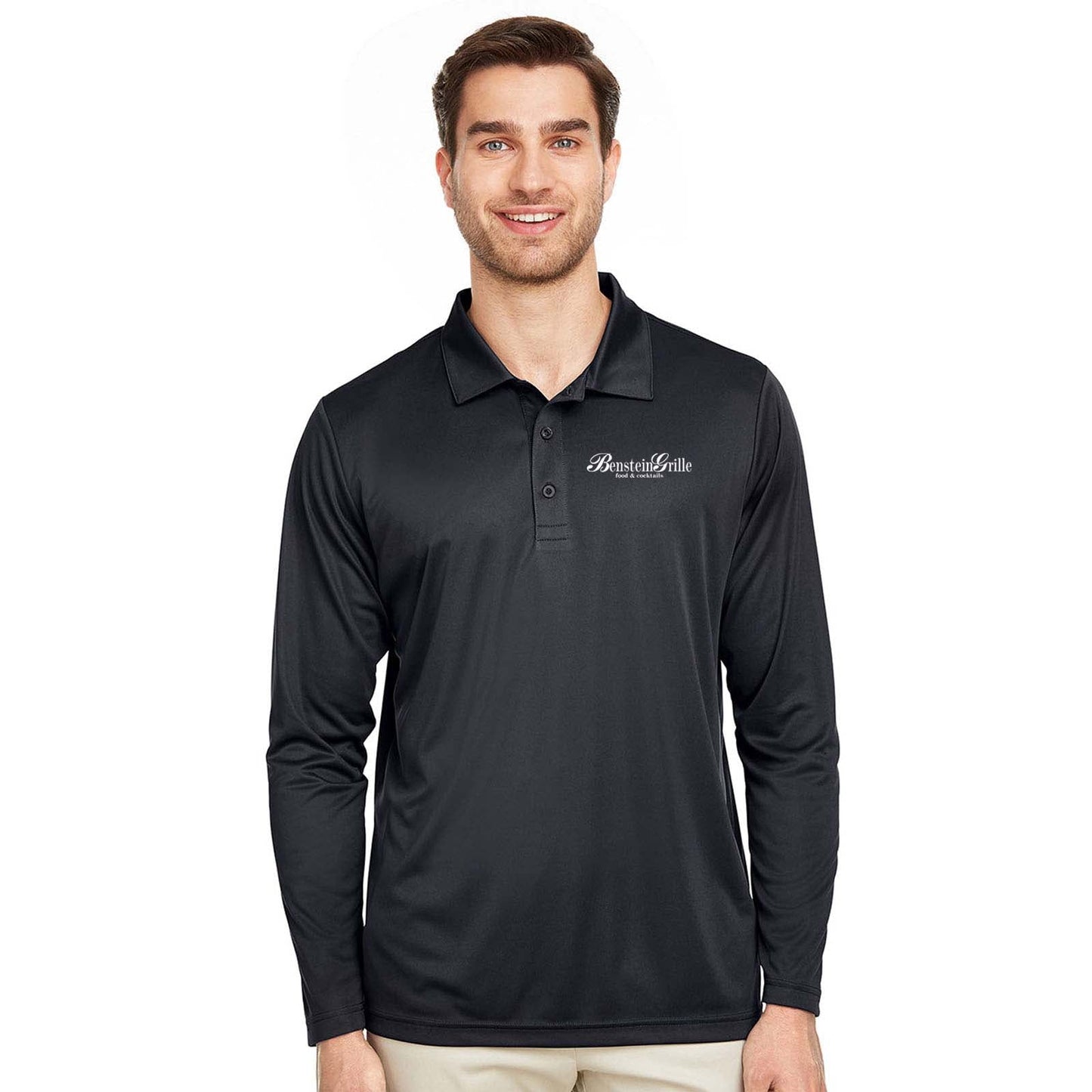 Benstein Grille Left Chest Embroidered Logo Mens & Women's Team 365 Men's Zone Performance Long Sleeve Polo - Mato & Hash