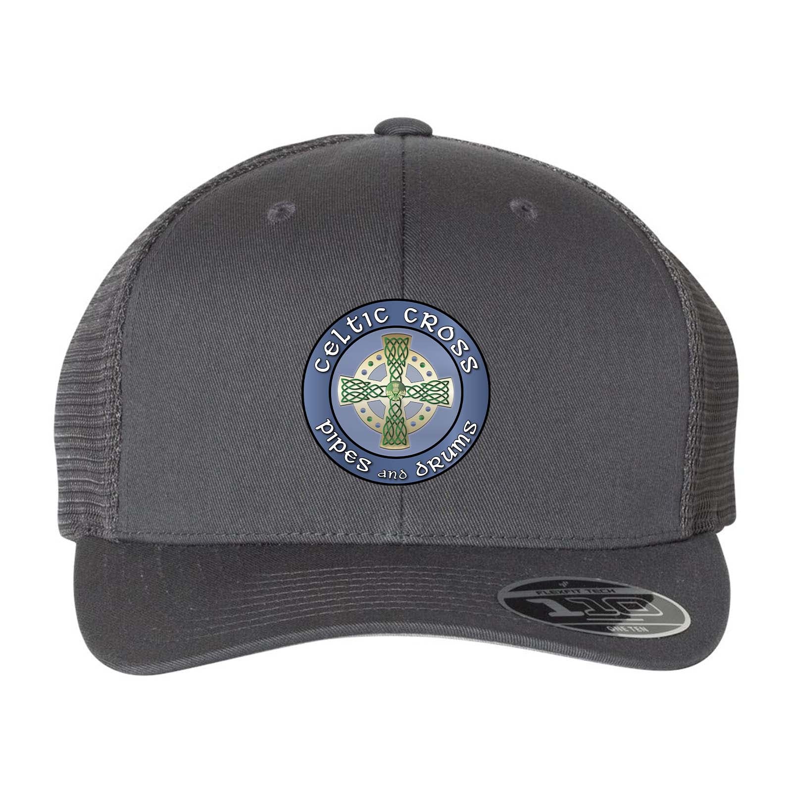 Celtic Cross Fan Embroidery Flexfit 110M Trucker Mesh-Back Cap - Mato & Hash