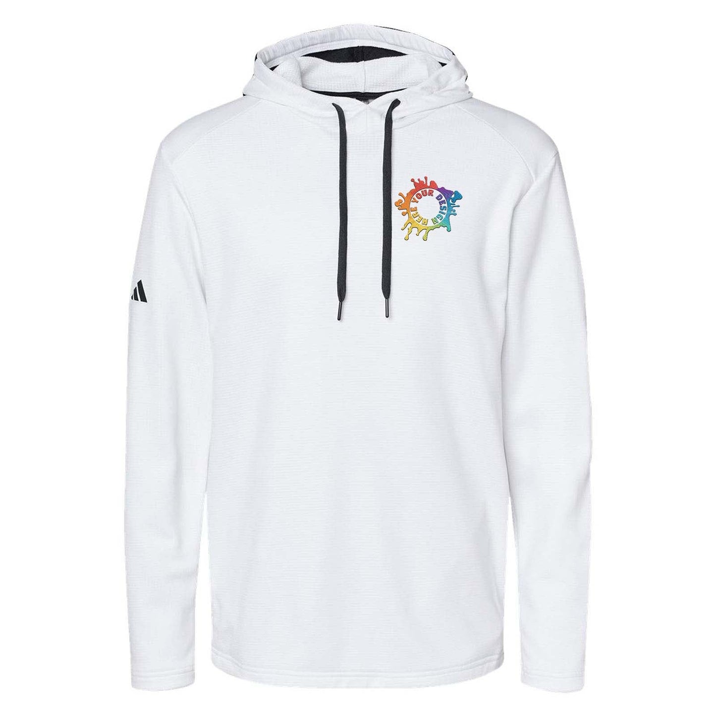Custom Adidas - Textured Mixed Media Hooded Sweatshirt Embroidery - Mato & Hash