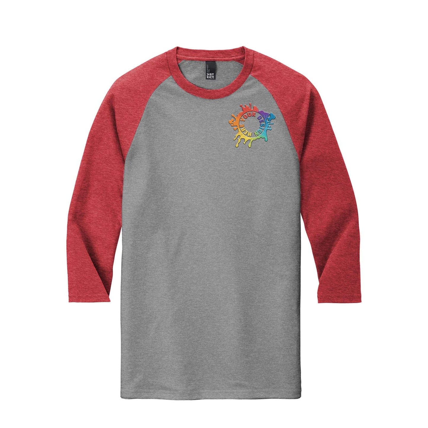 District Perfect Tri 3/4-Sleeve Raglan T Shirt Embroidery