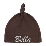 Embroidered Text Custom Name Baby Hat w/ Adjustable Top Knot