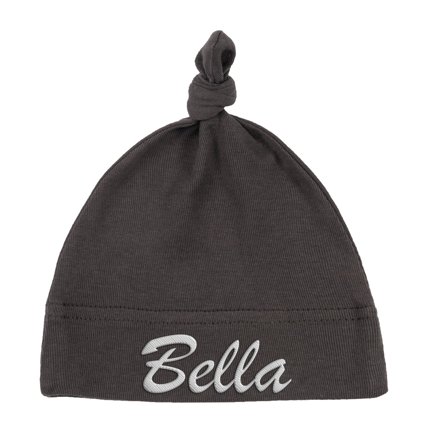 Embroidered Text Custom Name Baby Hat w/ Adjustable Top Knot