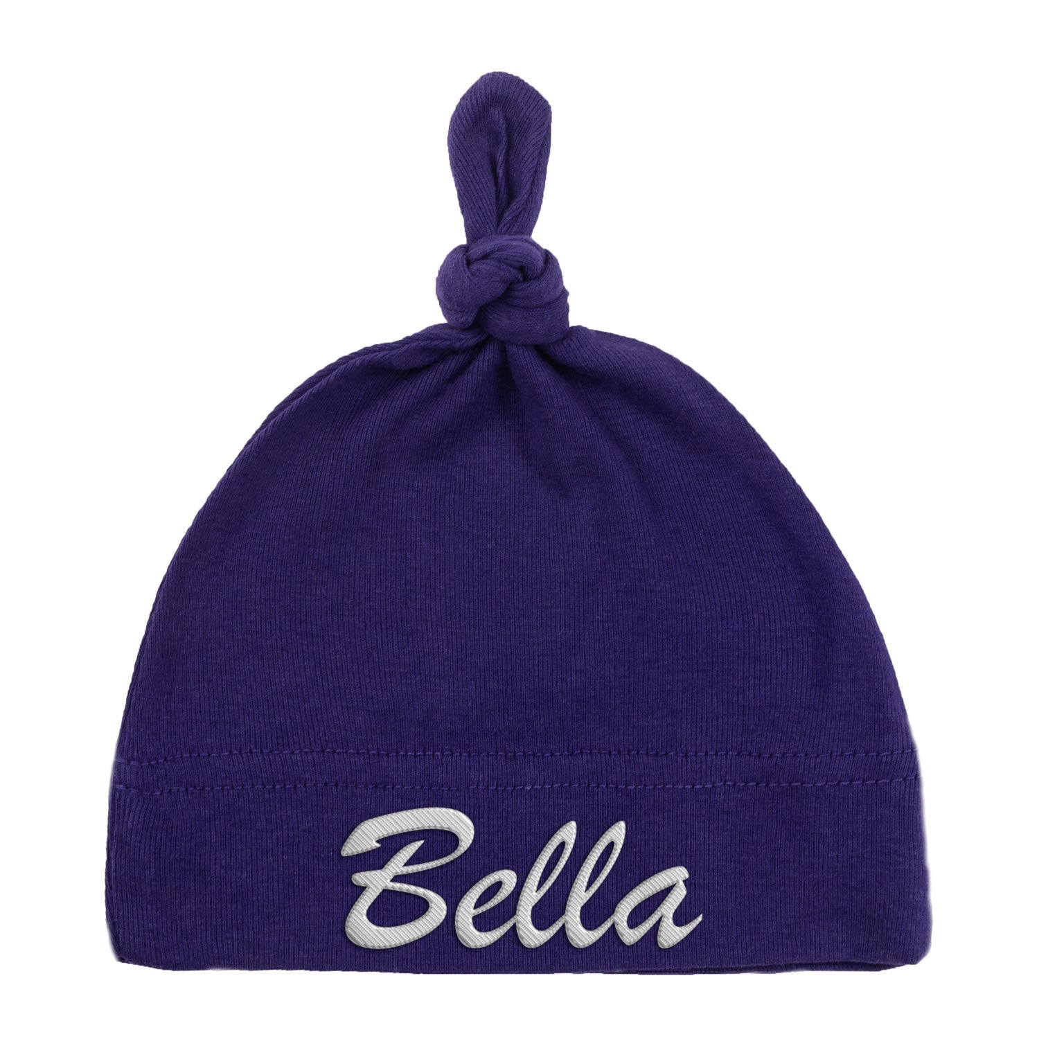 Embroidered Text Custom Name Baby Hat w/ Adjustable Top Knot