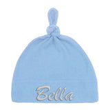 Embroidered Text Custom Name Baby Hat w/ Adjustable Top Knot