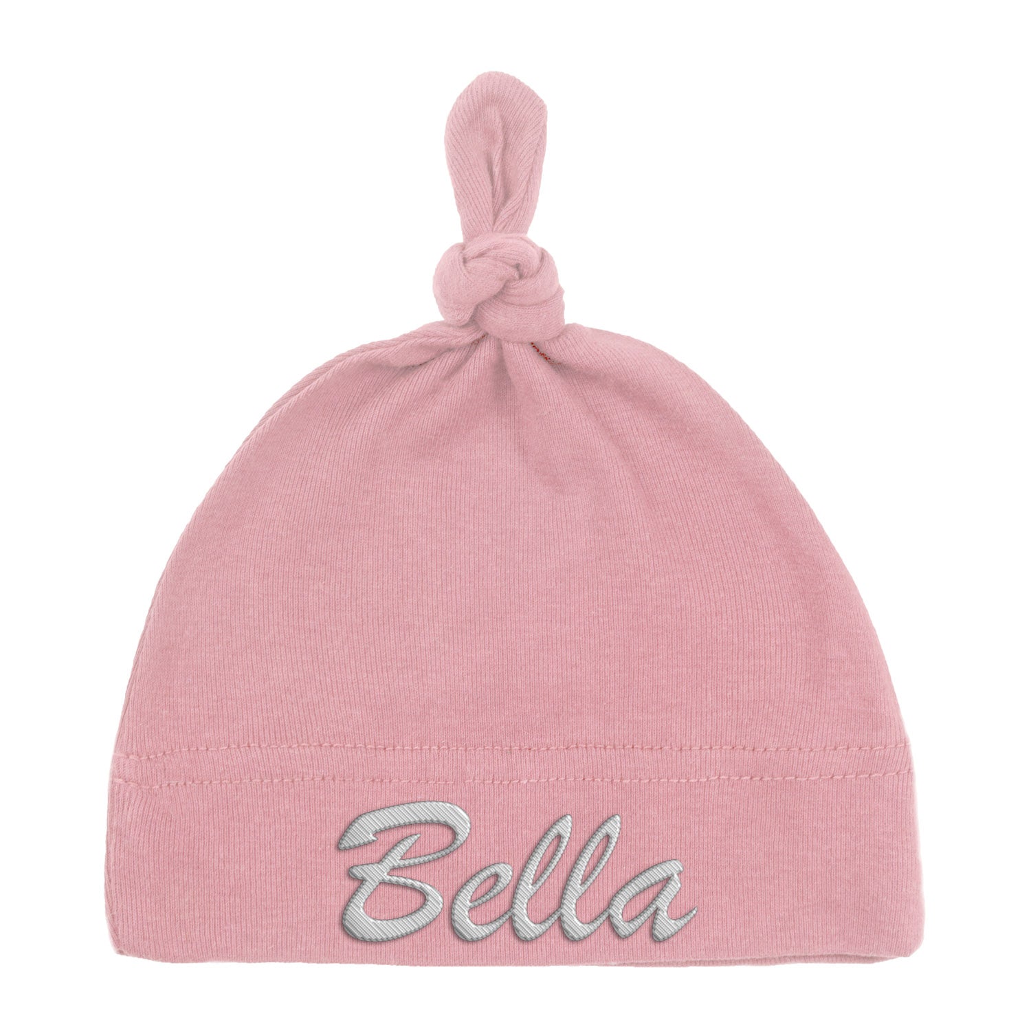 Embroidered Text Custom Name Baby Hat w/ Adjustable Top Knot