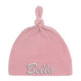 Embroidered Text Custom Name Baby Hat w/ Adjustable Top Knot