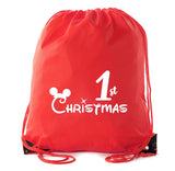 1st Christmas Polyester Drawstring Bag