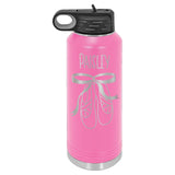 32oz Custom Name Dance Water Bottle Ballerina Shoes Tumbler