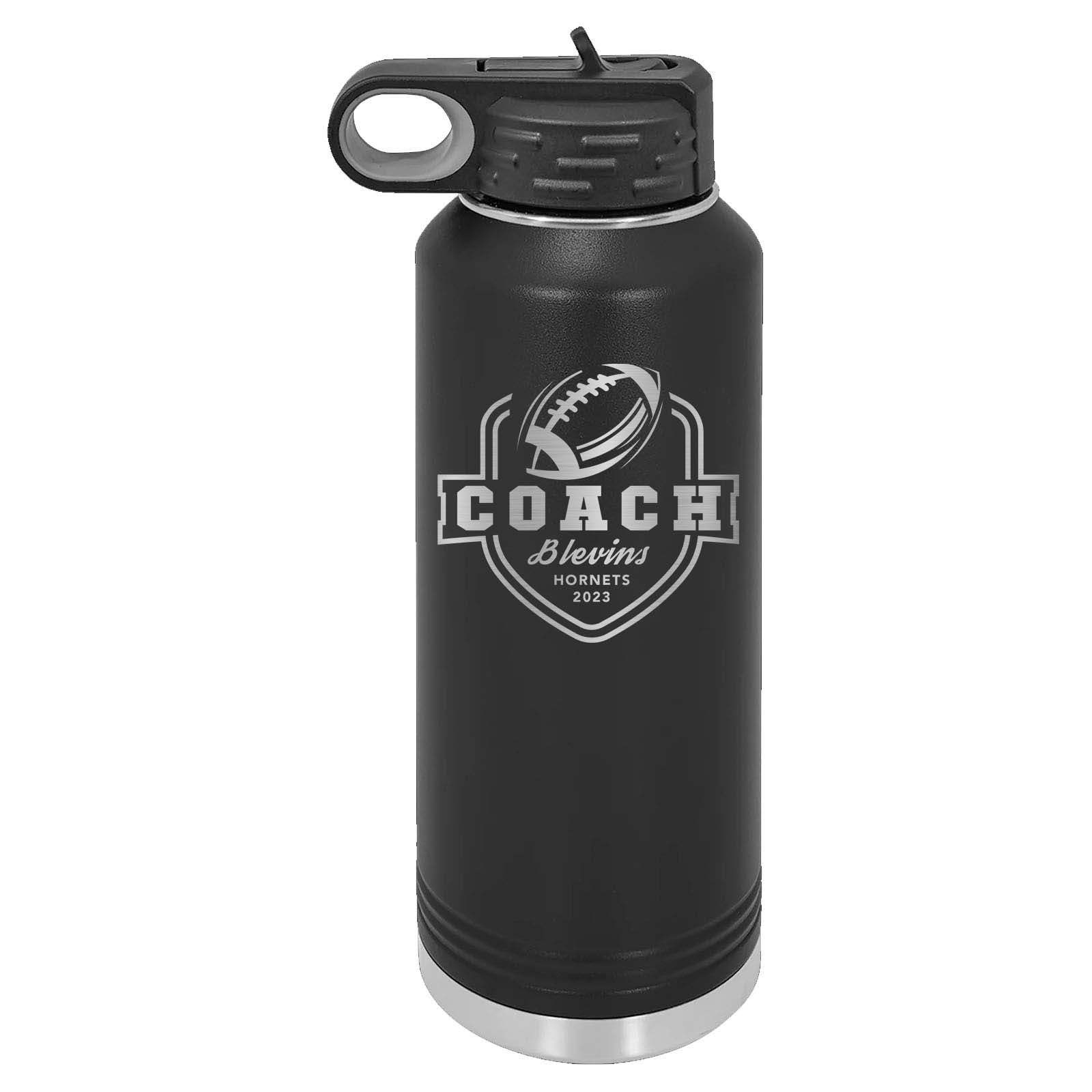 32oz Football Coach Laser Engraved Water Bottle - Mato & Hash