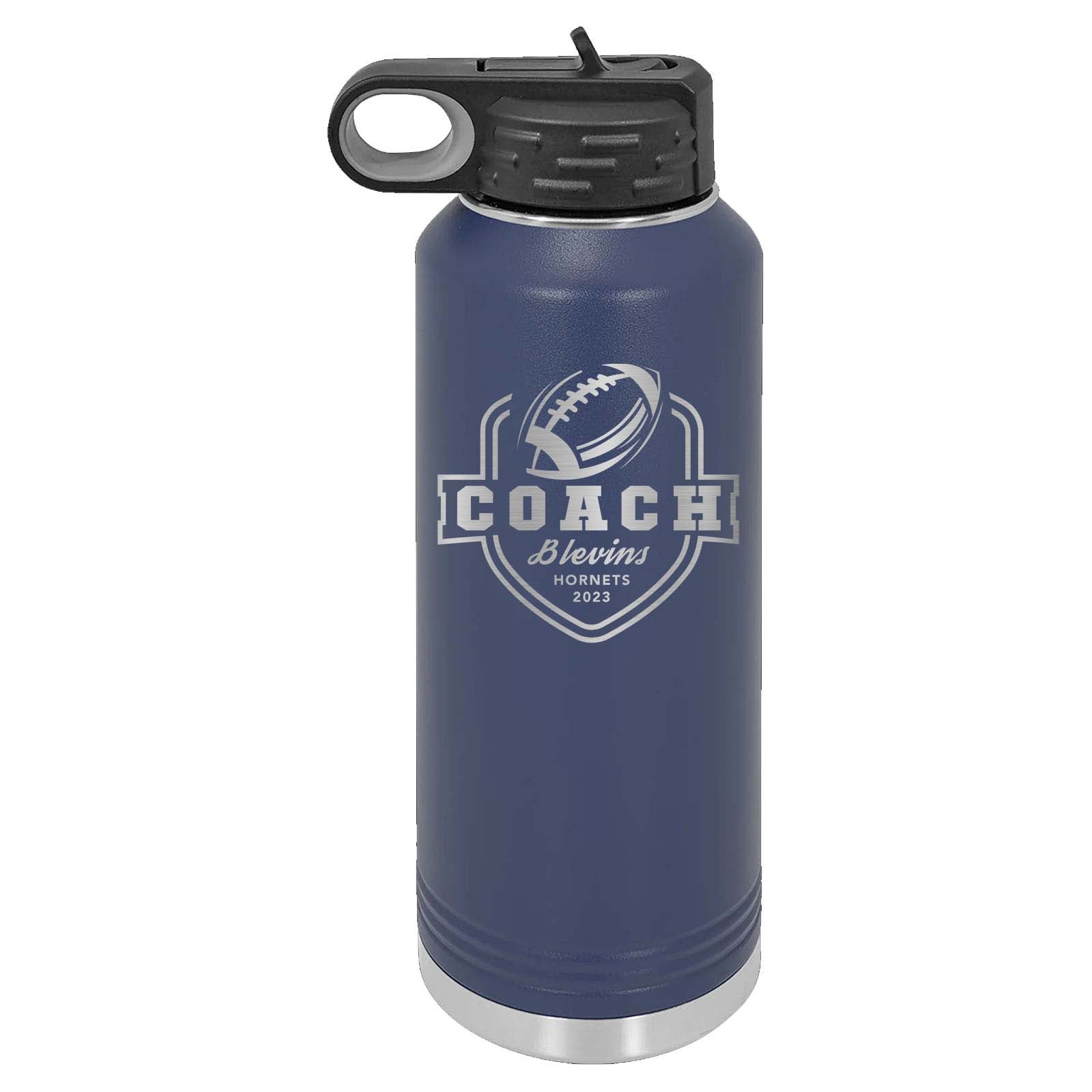 32oz Football Coach Laser Engraved Water Bottle - Mato & Hash