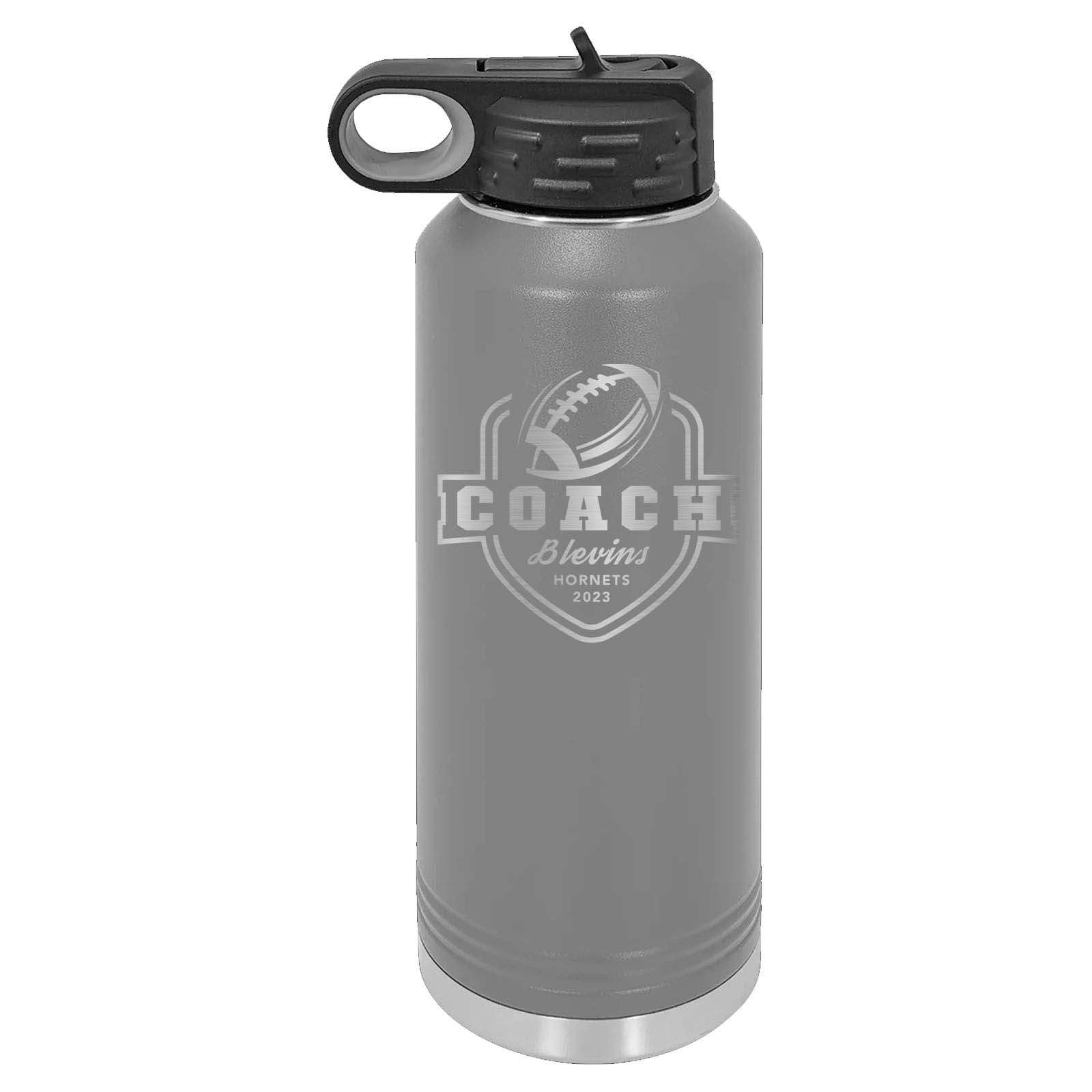 32oz Football Coach Laser Engraved Water Bottle - Mato & Hash