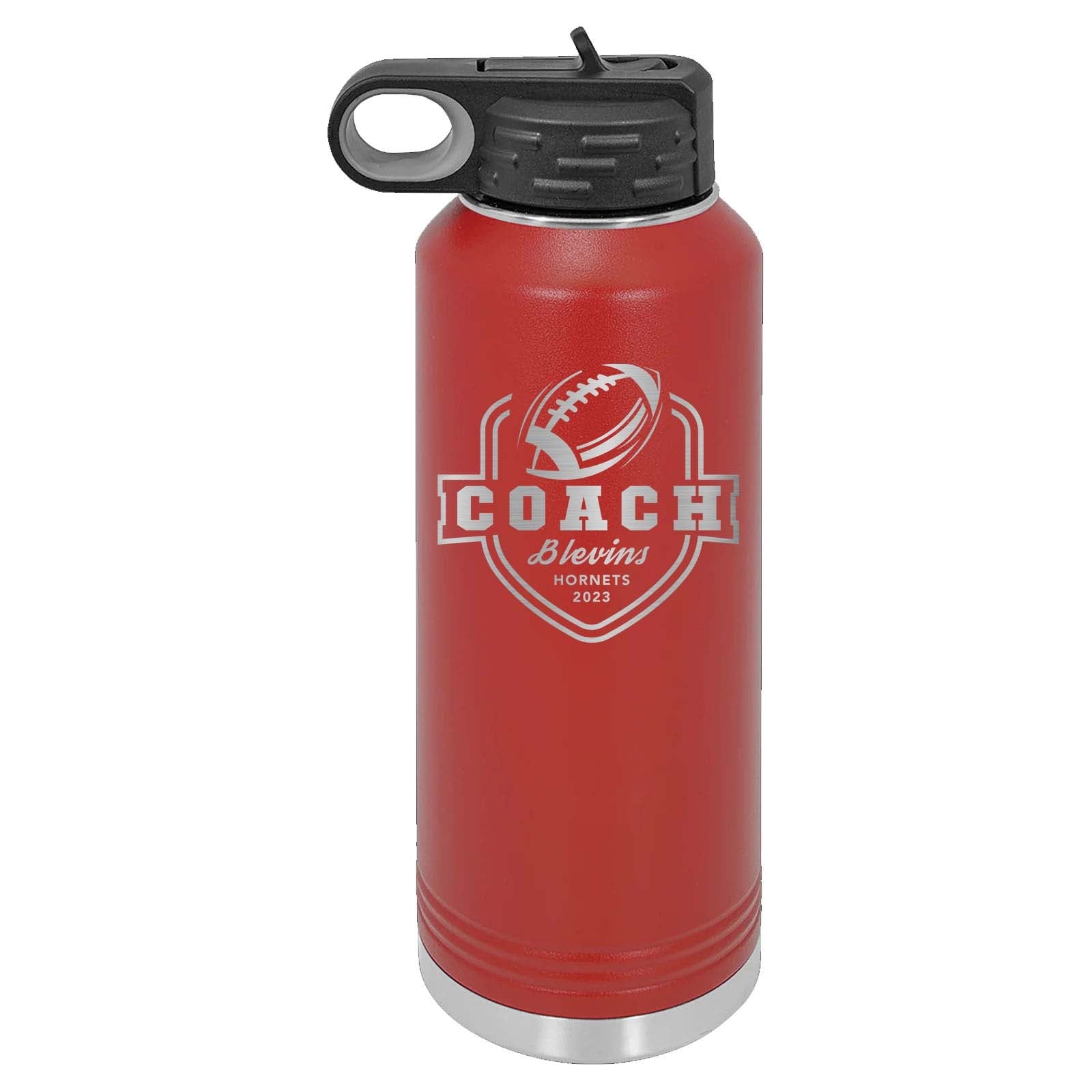 32oz Football Coach Laser Engraved Water Bottle - Mato & Hash